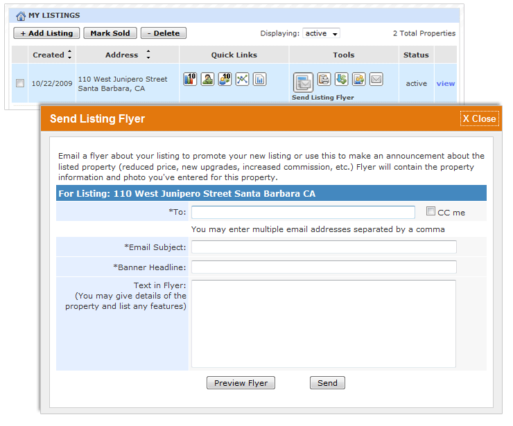 send listing flyer tool